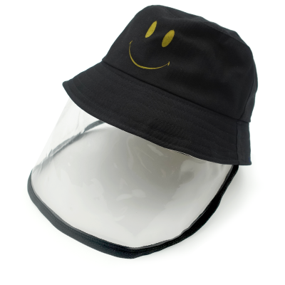 Children Cap Hat With Face Shield, Size : 54Cm Black